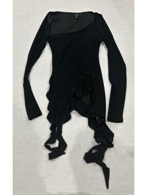 AFRM Doris Asymmetric Top XSmall Black Mesh Anthropologie NWT